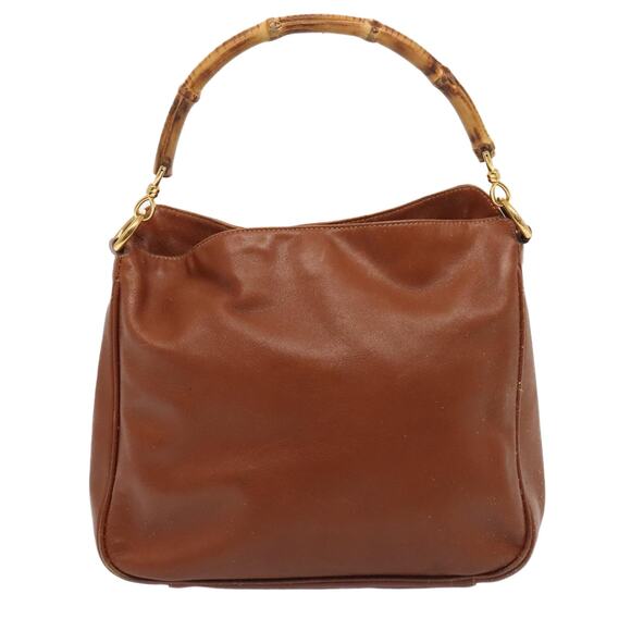 GUCCI Bamboo Hand Bag Leather Brown Gold 001 2404 001 2404 - Picture 2 of 12